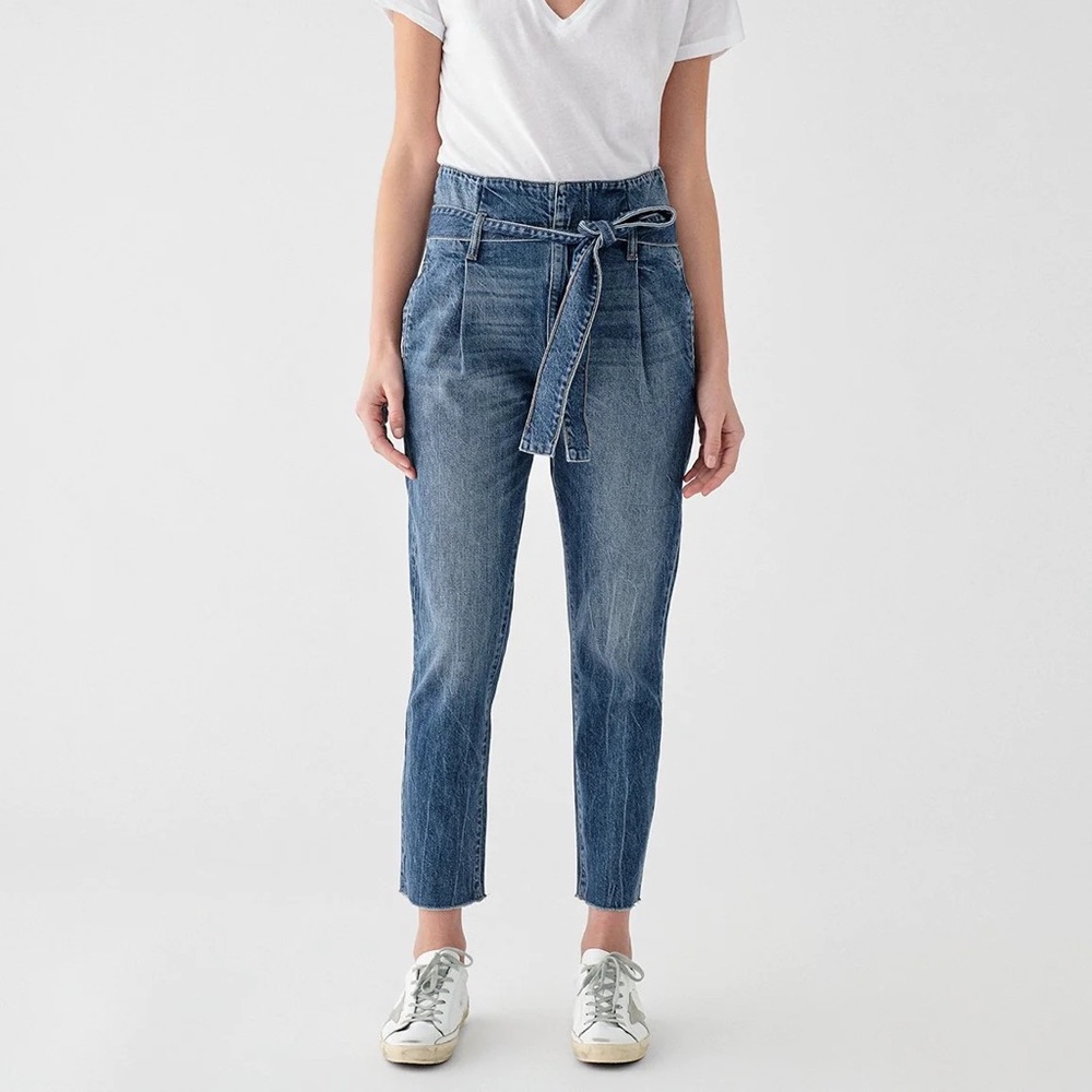 DL1961 Denim Susie Paper Bag High Rise Tapered Straight in Aberdeen Sz 26